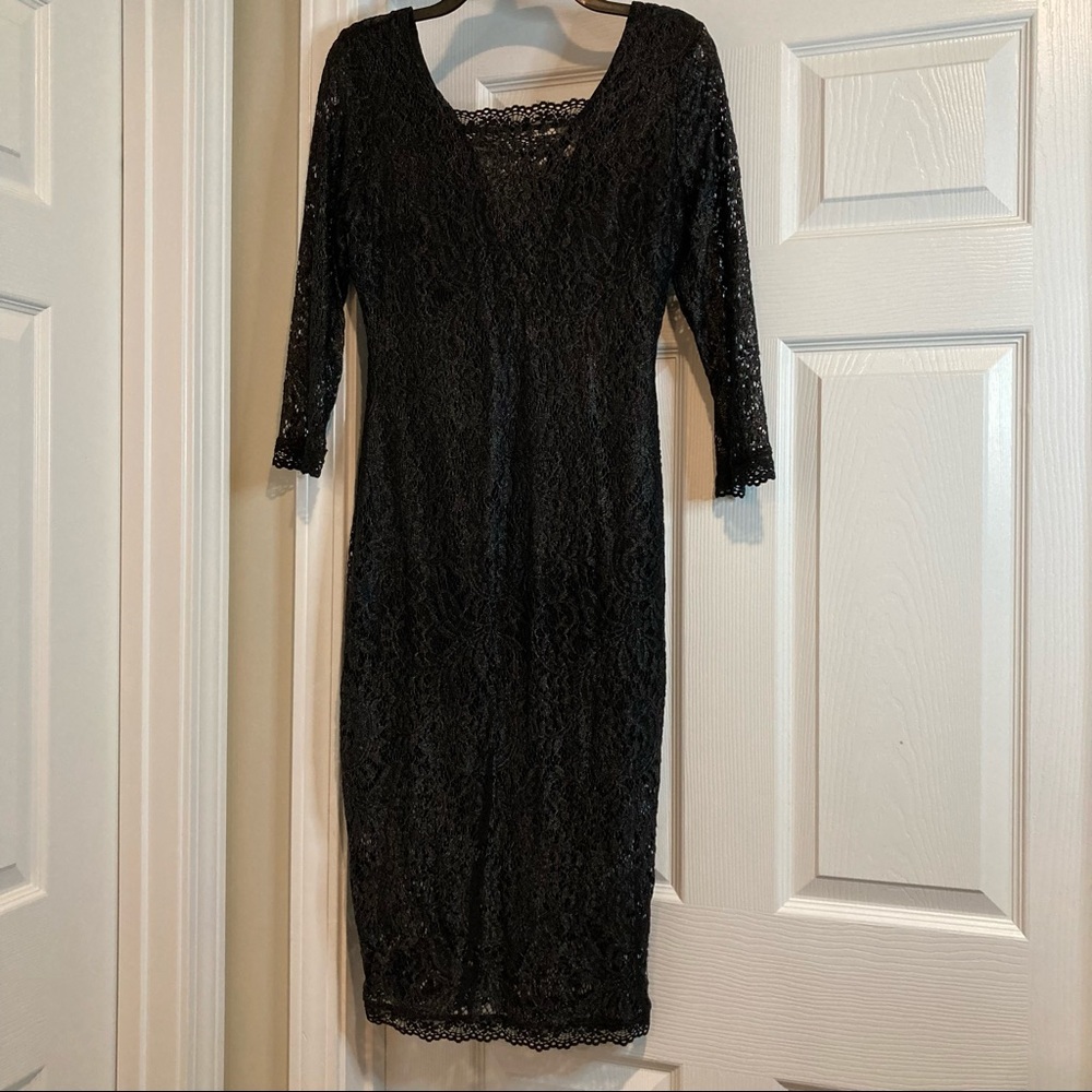 Candie’s Black Lace Column Dress With Sleeves NWT